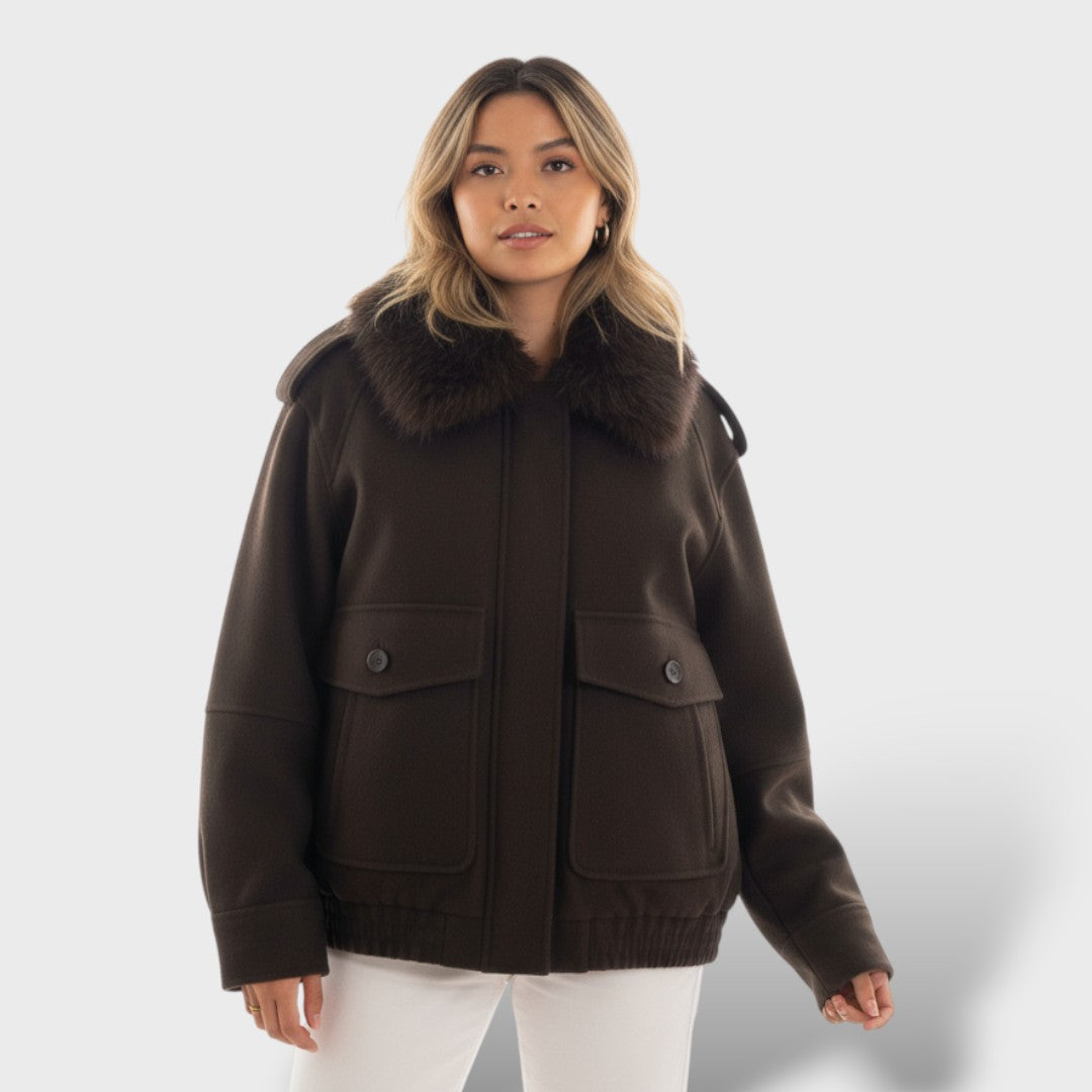 Abrigo casual con cuello desmontable para mujer