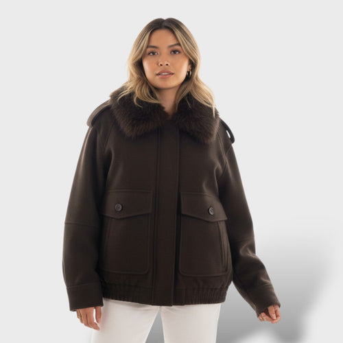 Abrigo casual con cuello desmontable para mujer