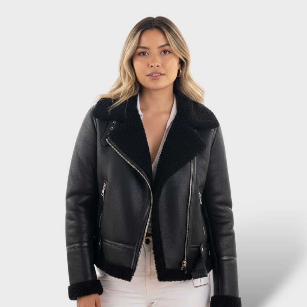 Chaqueta de cuero moderna para mujer