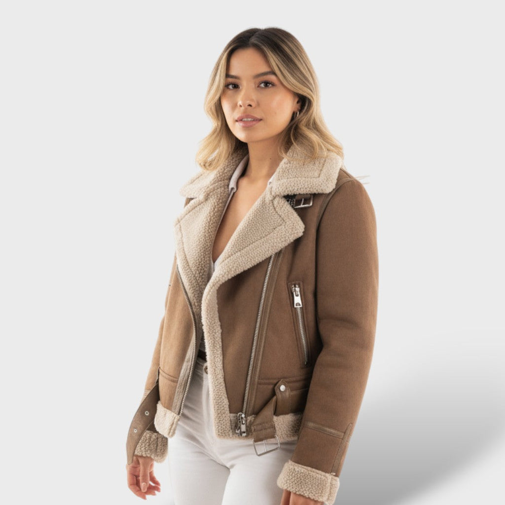 Chaqueta de cuero moderna para mujer