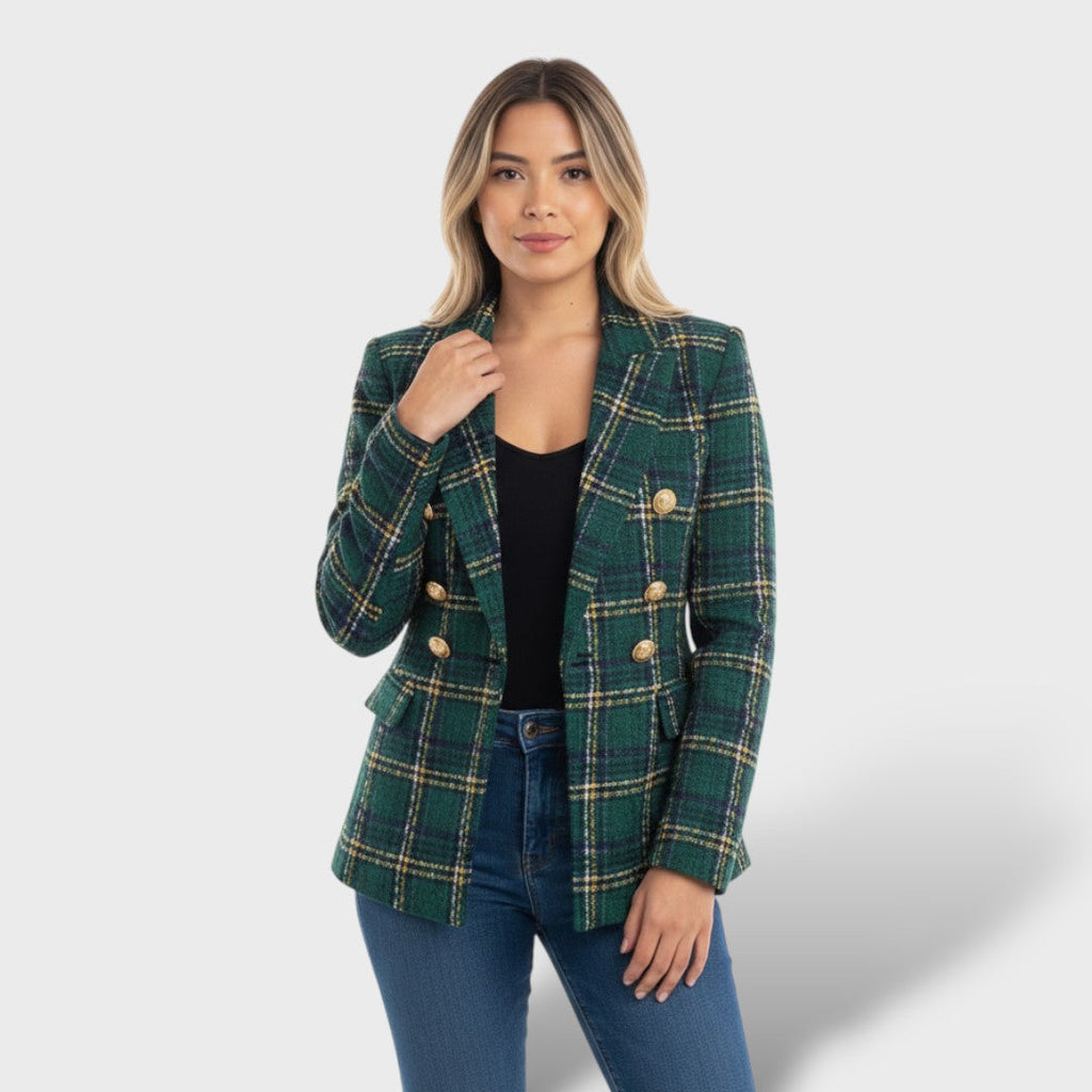 Blazer de cuadros elegante para mujer