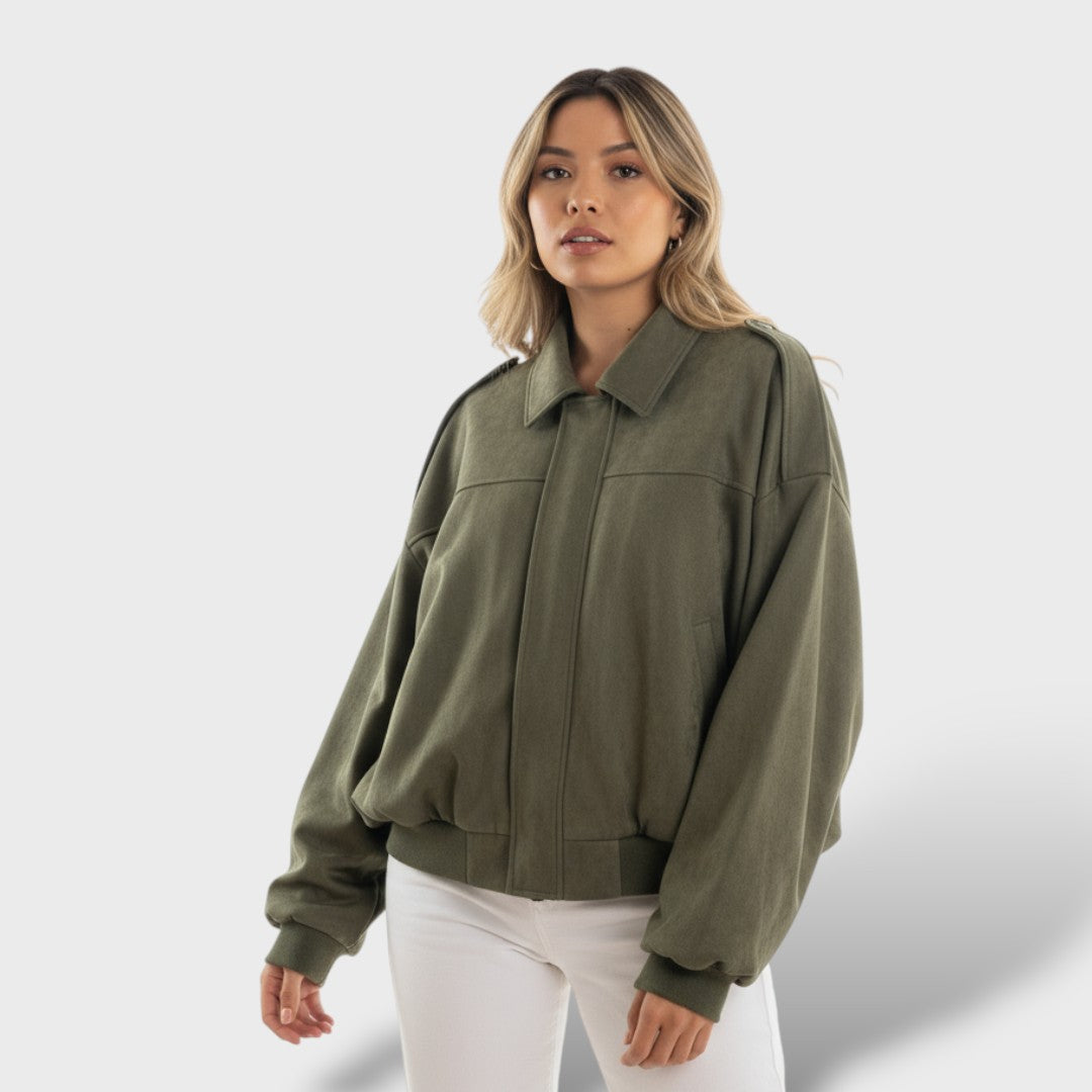 Cazadora bomber vintage con cuello de solapa