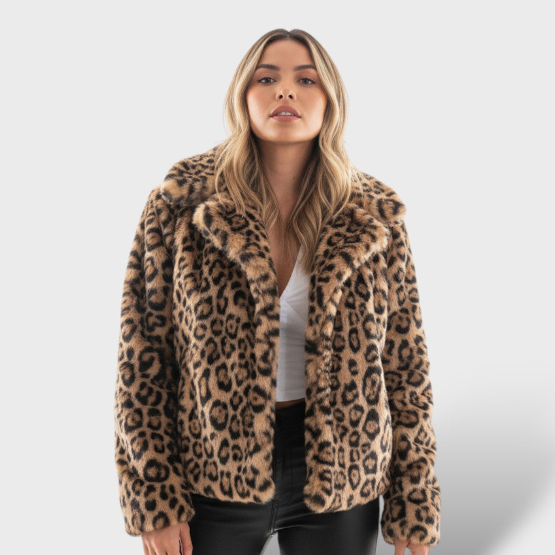 Chaqueta casual holgada con estampado de leopardo