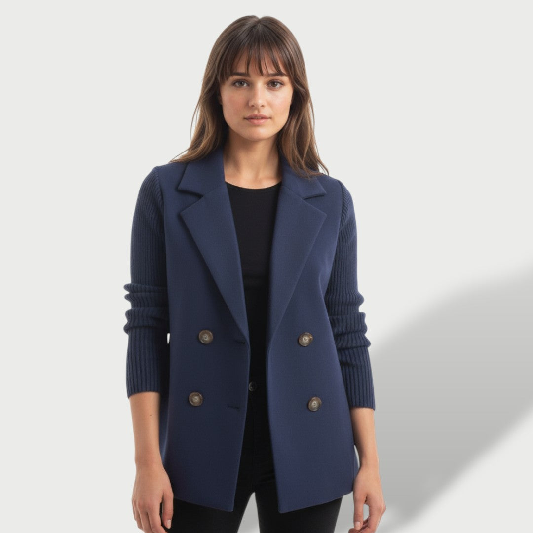 Amora | Blazer elegante con mangas de punto a rayas