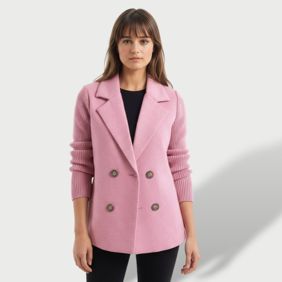 Amora | Blazer elegante con mangas de punto a rayas