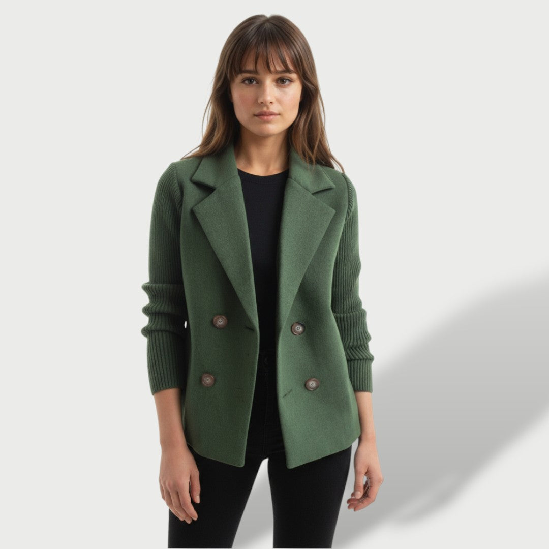 Amora | Blazer elegante con mangas de punto a rayas
