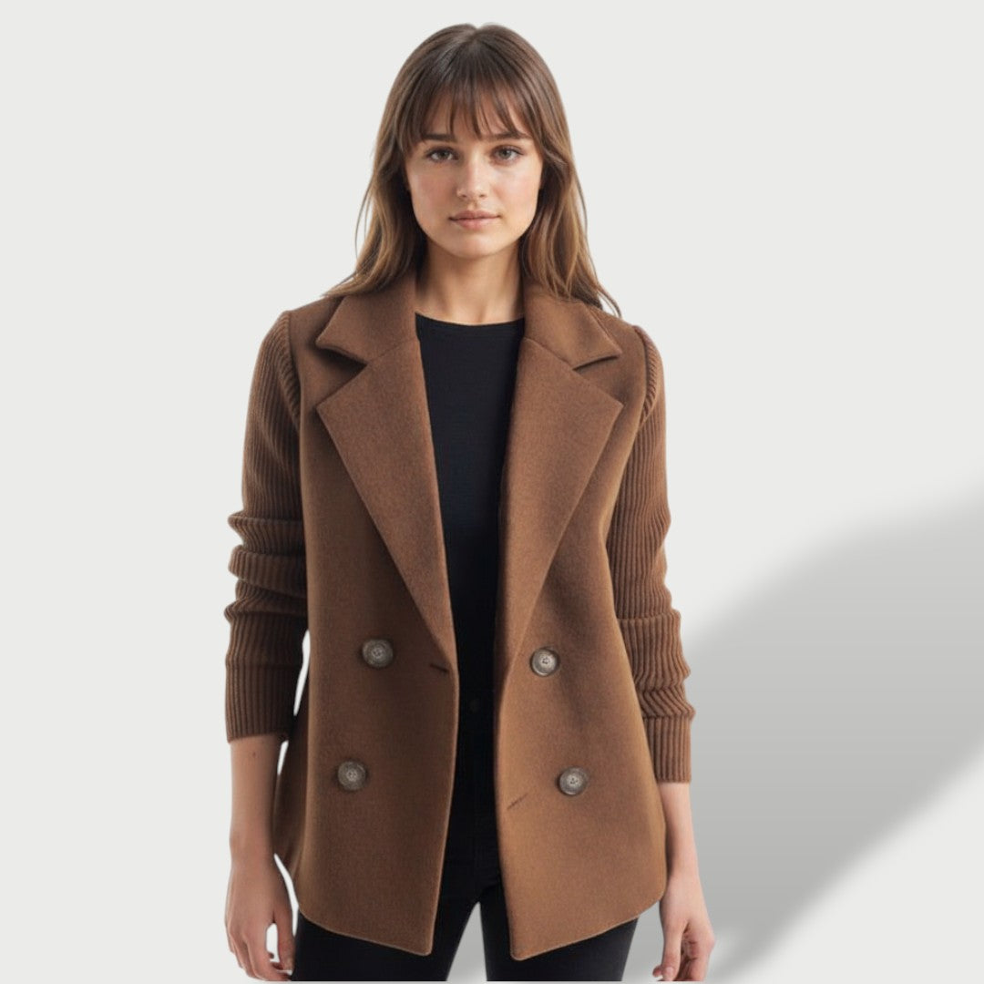 Amora | Blazer elegante con mangas de punto a rayas