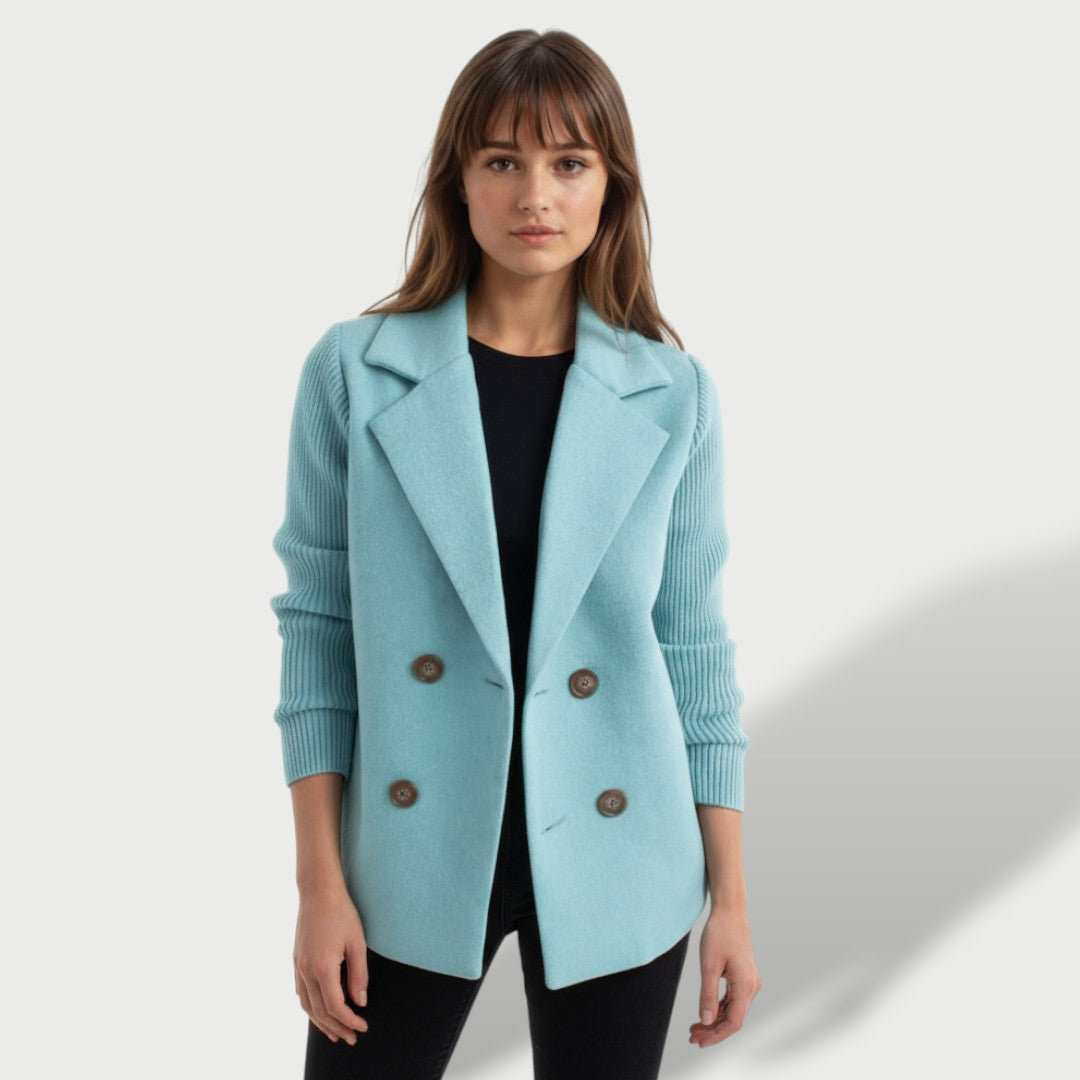 Amora | Blazer elegante con mangas de punto a rayas