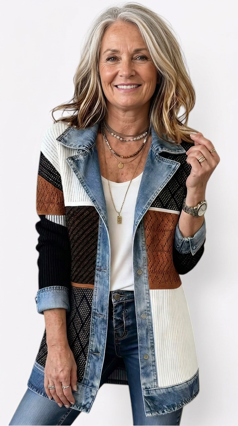 Chaqueta de Punto Acanalado con Ribete en Contraste Miriam™