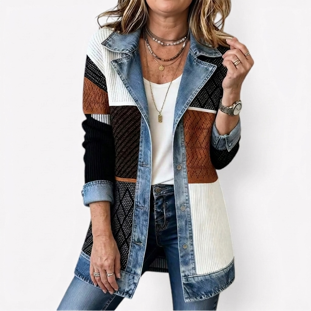Chaqueta de Punto Acanalado con Ribete en Contraste Miriam™