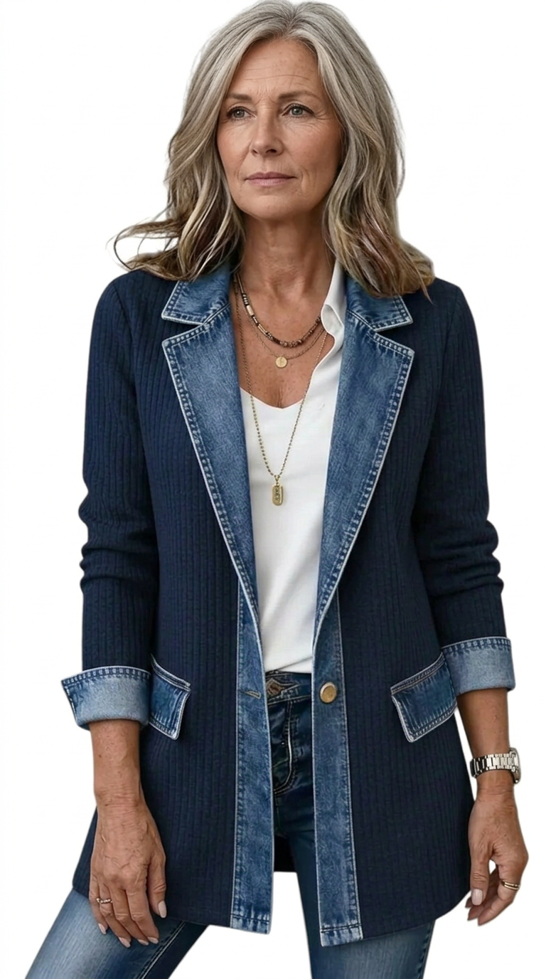 Chaqueta de Punto Acanalado con Ribete en Contraste Miriam™