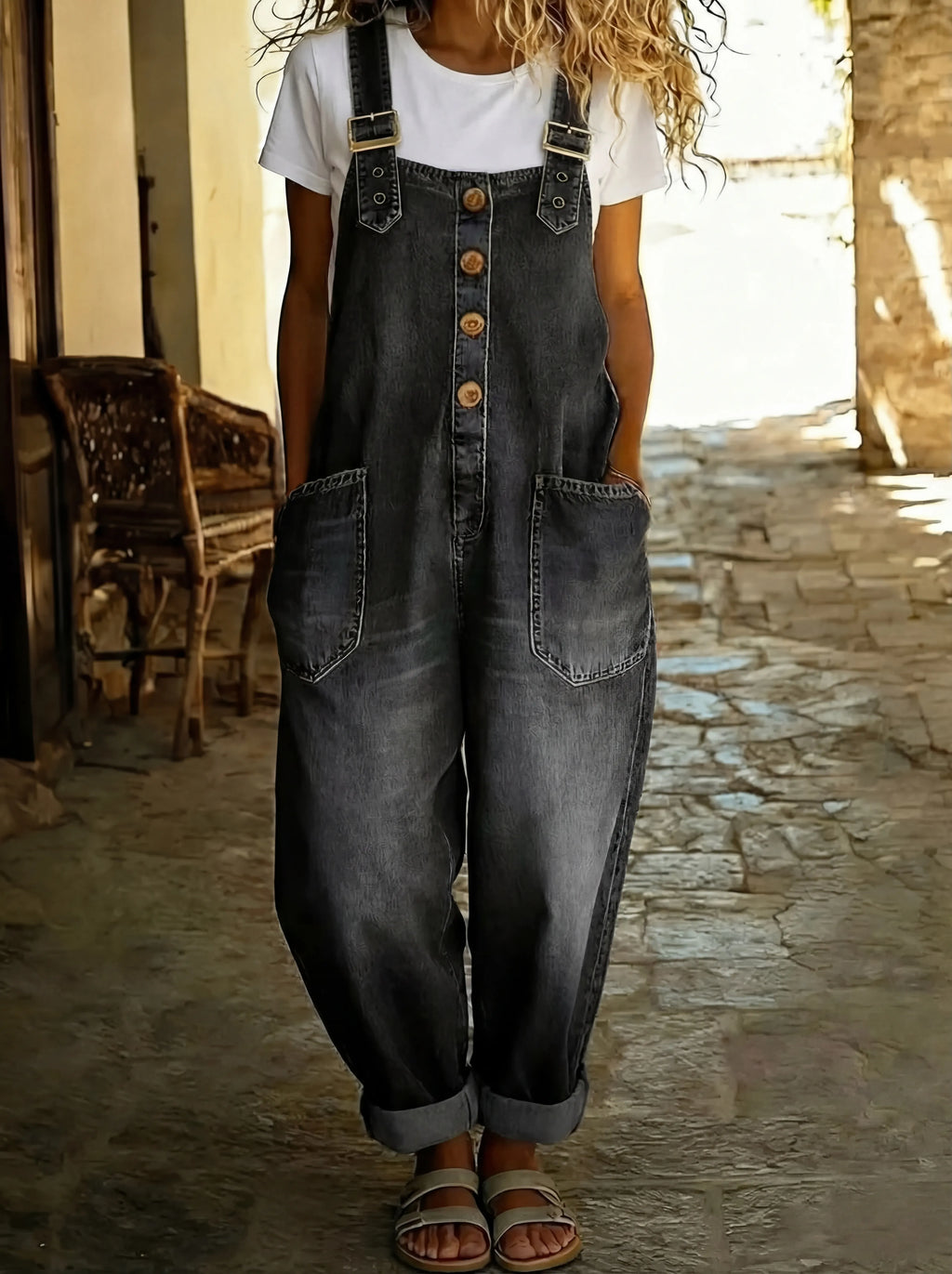 Julia™ | Mono de denim con tirantes ajustables