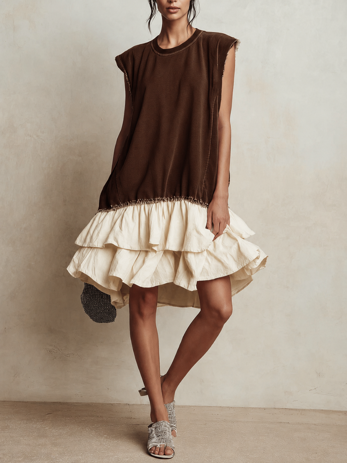 Vestido casual con bloques de color, corte holgado, ideal para vacaciones