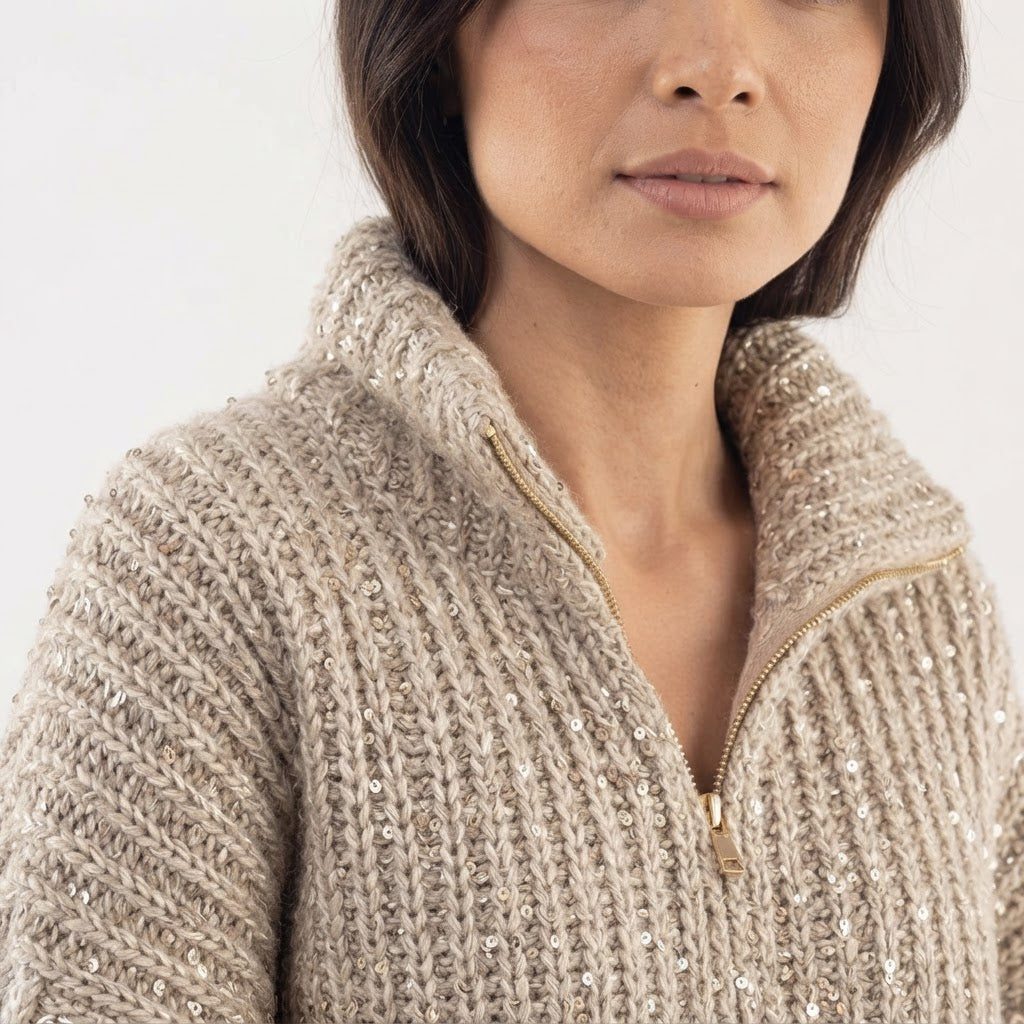 Chaqueta de punto con lentejuelas