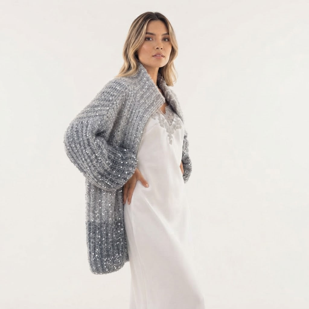 Chaqueta de punto con lentejuelas