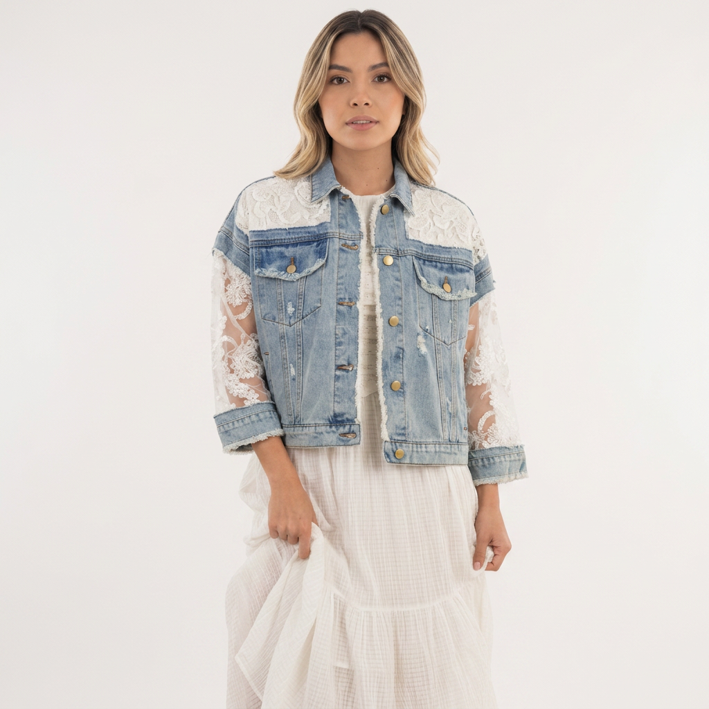 Chaqueta vaquera con parches para mujer