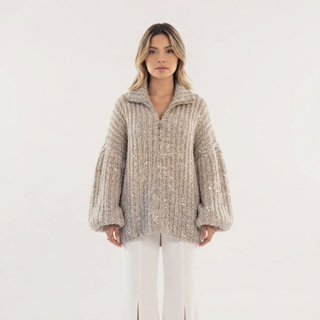 Chaqueta de punto con lentejuelas