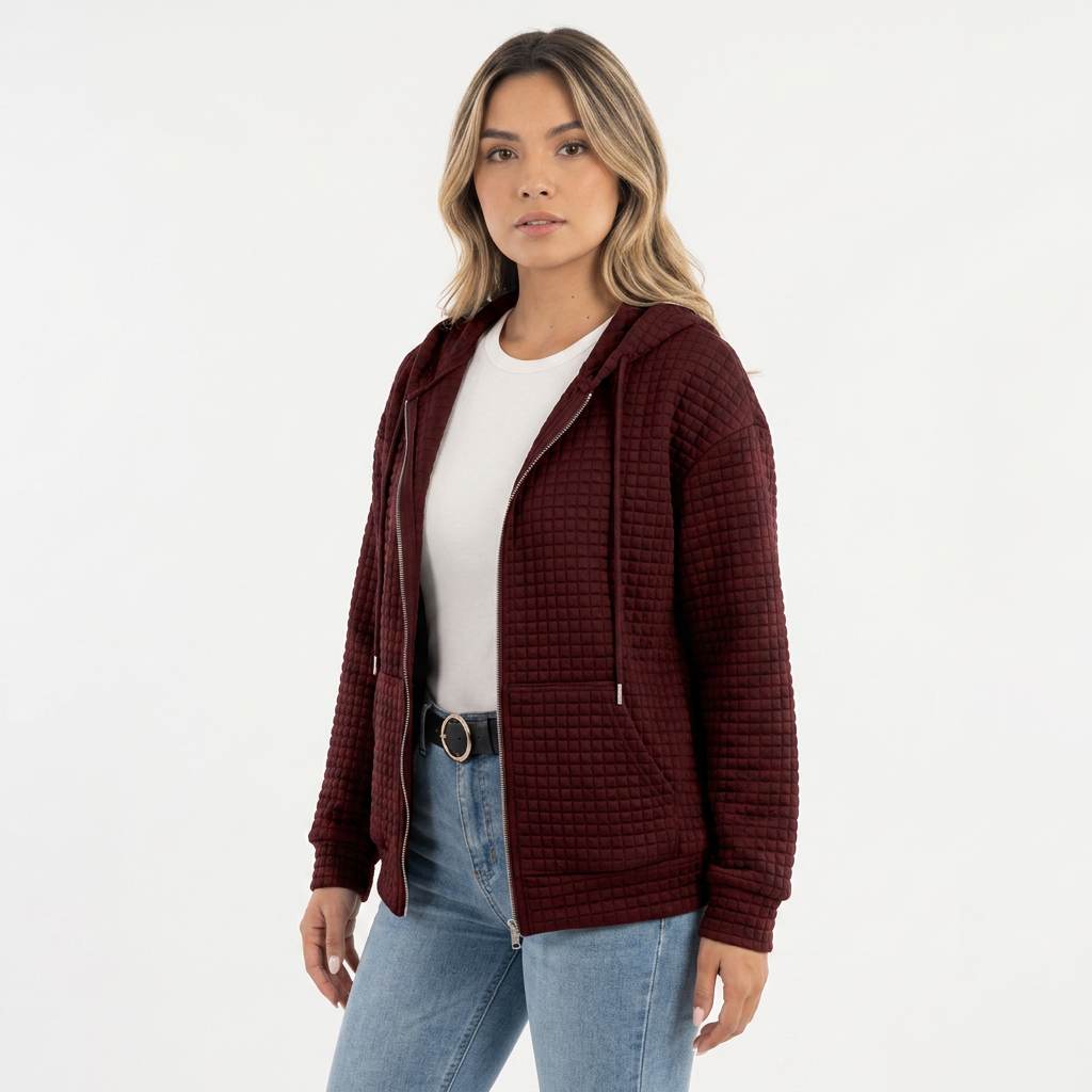 Chaqueta con capucha de tejido estructurado