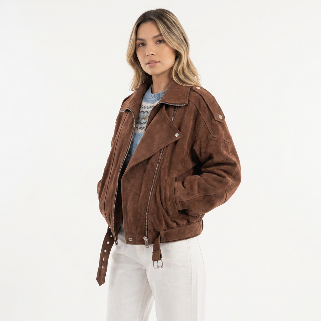 Chaqueta oversize marrón con cinturón