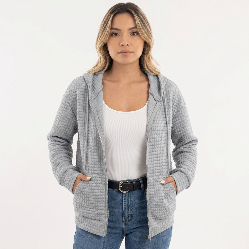 Chaqueta con capucha de tejido estructurado