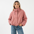 Chaqueta corta de cuadros con cremallera