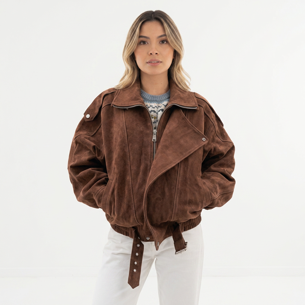 Chaqueta oversize marrón con cinturón