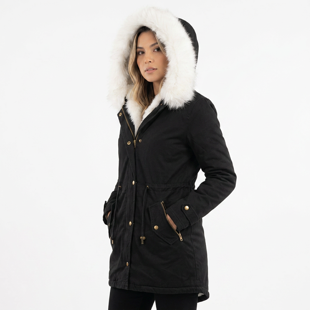 Chaqueta de invierno con capucha y botones