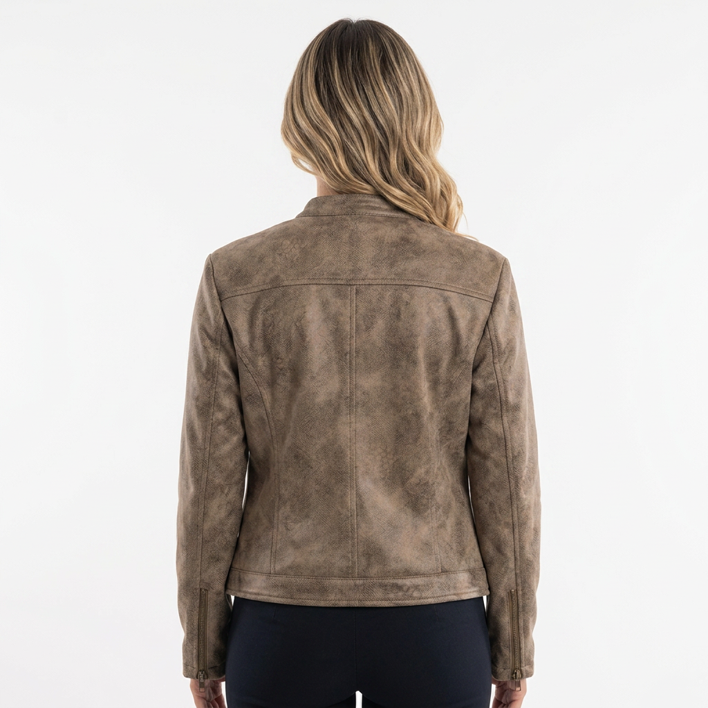 Chaqueta motera de ante para mujer
