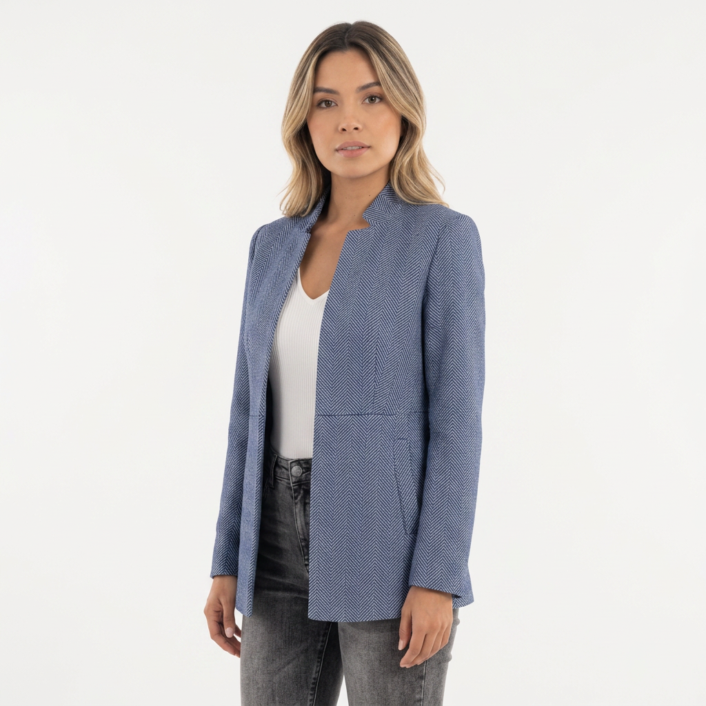 Abrigo de lana entallado con detalles jacquard