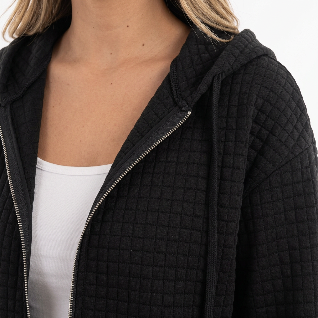 Chaqueta con capucha de tejido estructurado