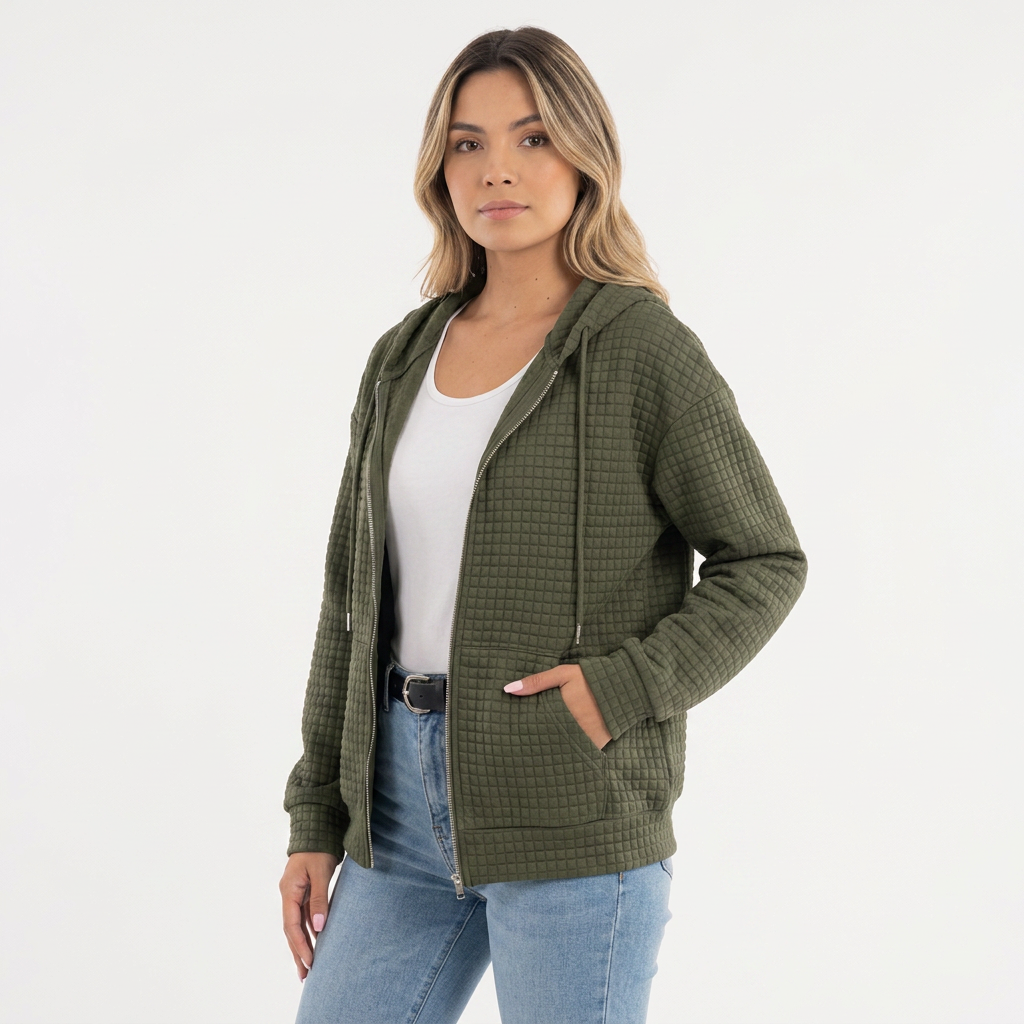 Chaqueta con capucha de tejido estructurado
