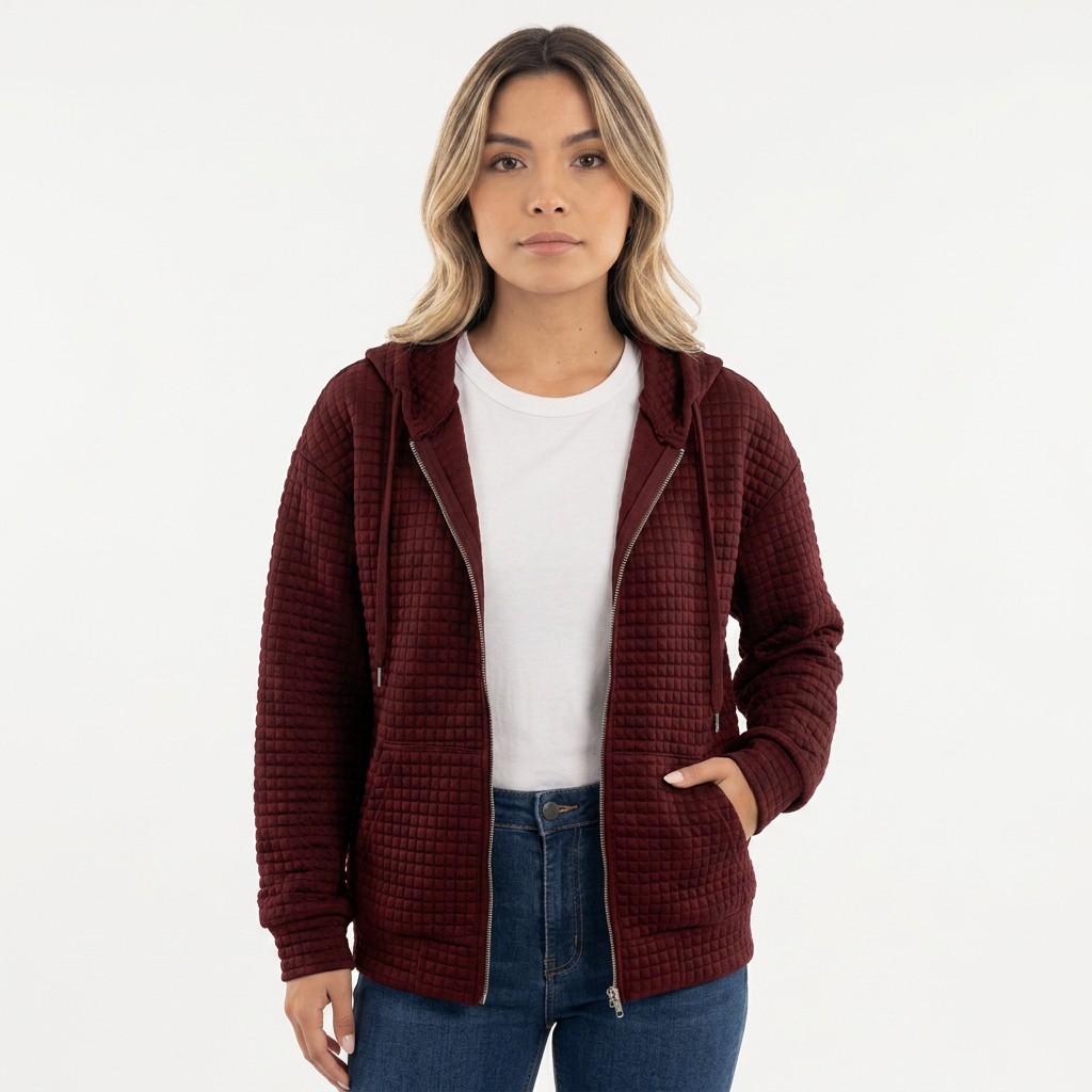 Chaqueta con capucha de tejido estructurado