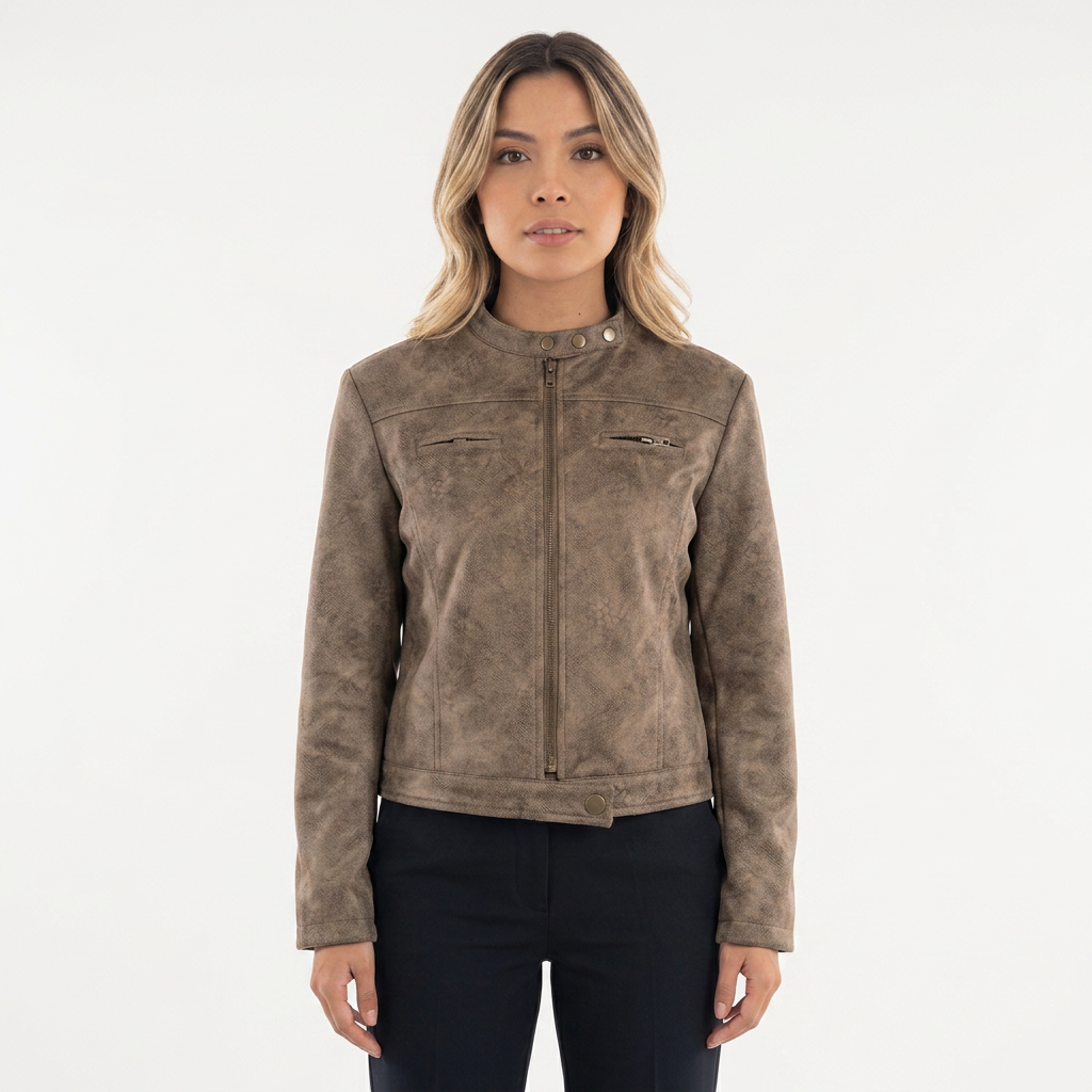 Chaqueta motera de ante para mujer