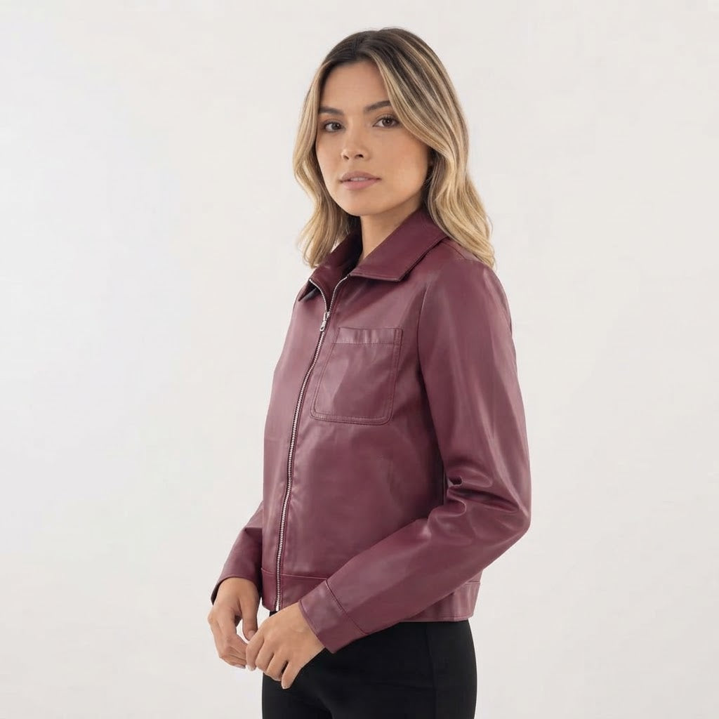Chaqueta motera con solapa