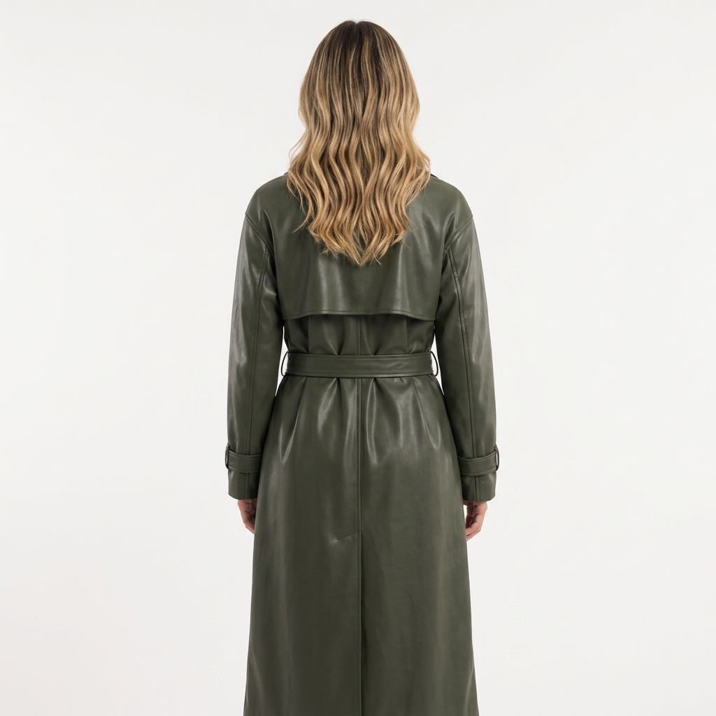 Chaqueta de piel elegante con cinturón