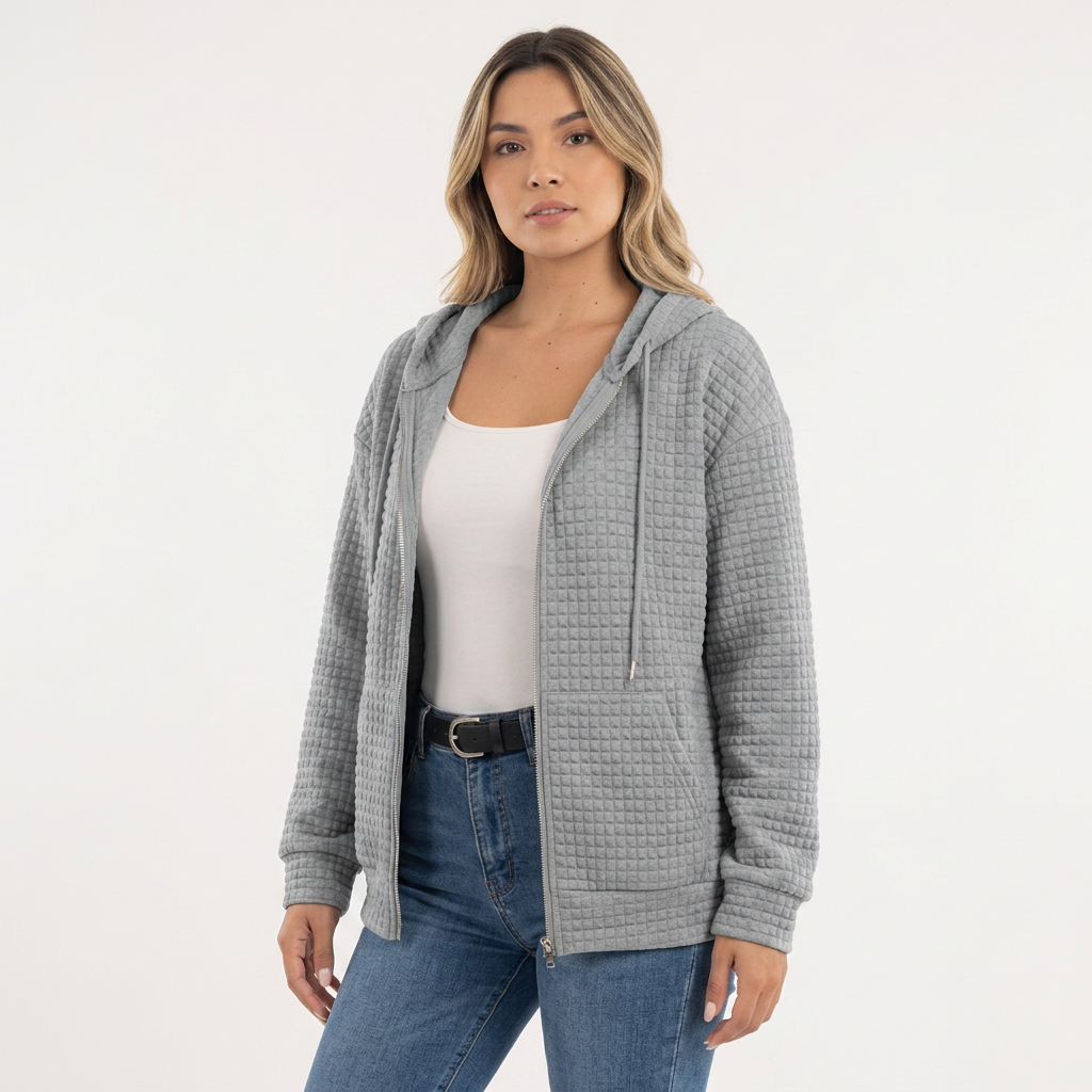 Chaqueta con capucha de tejido estructurado
