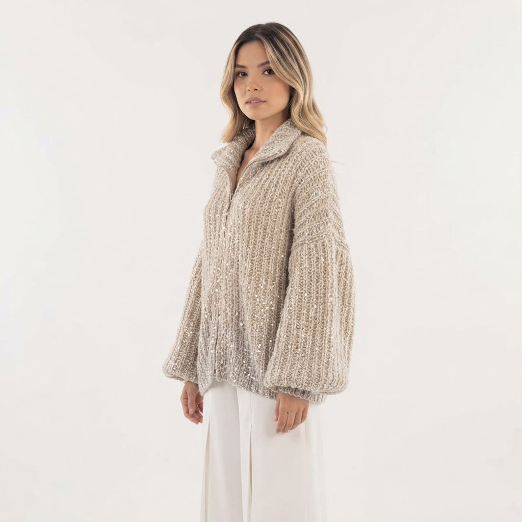 Chaqueta de punto con lentejuelas