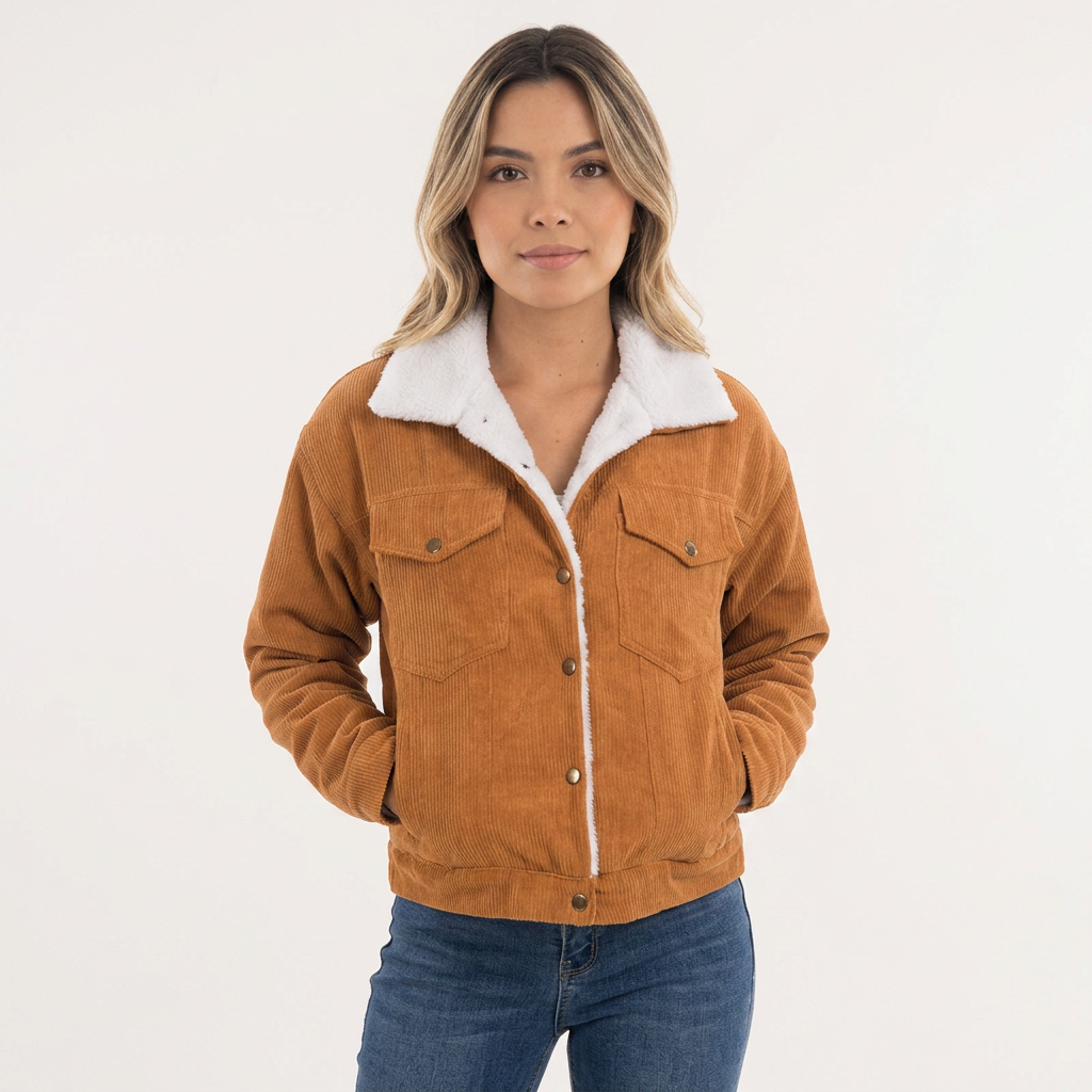 Chaqueta de pana con cuello vuelto