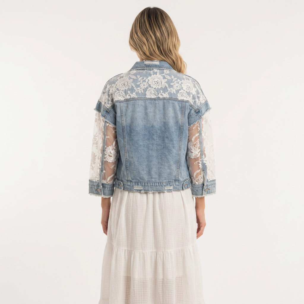 Chaqueta vaquera con parches para mujer