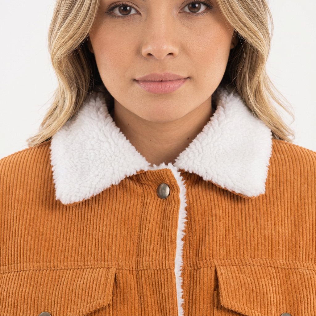 Chaqueta de pana con cuello vuelto