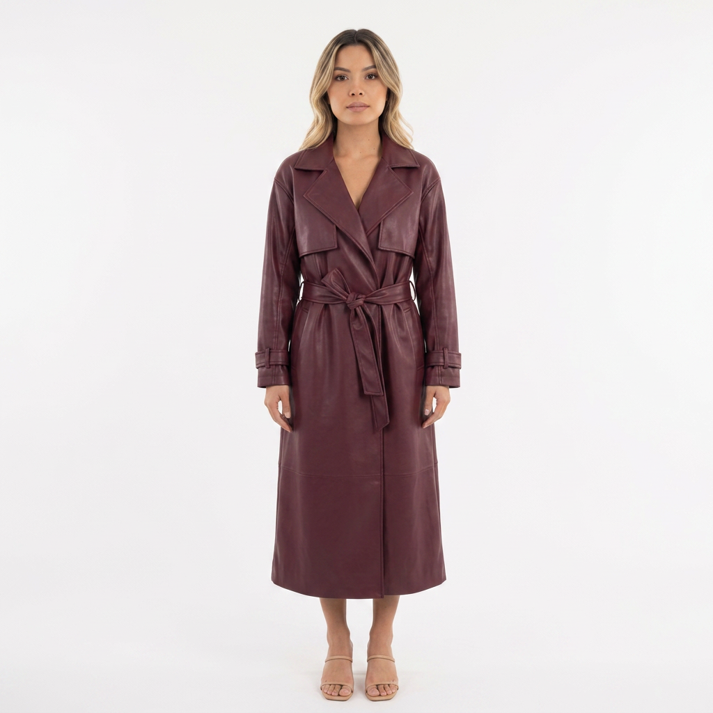 Chaqueta de piel elegante con cinturón