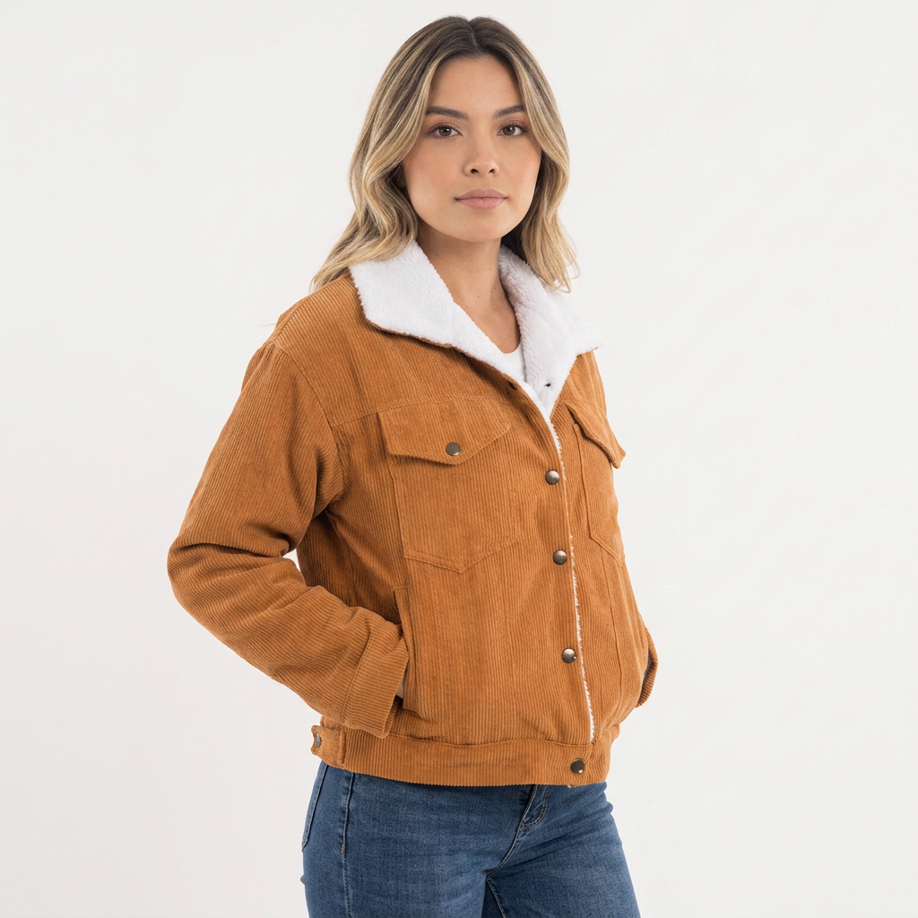 Chaqueta de pana con cuello vuelto