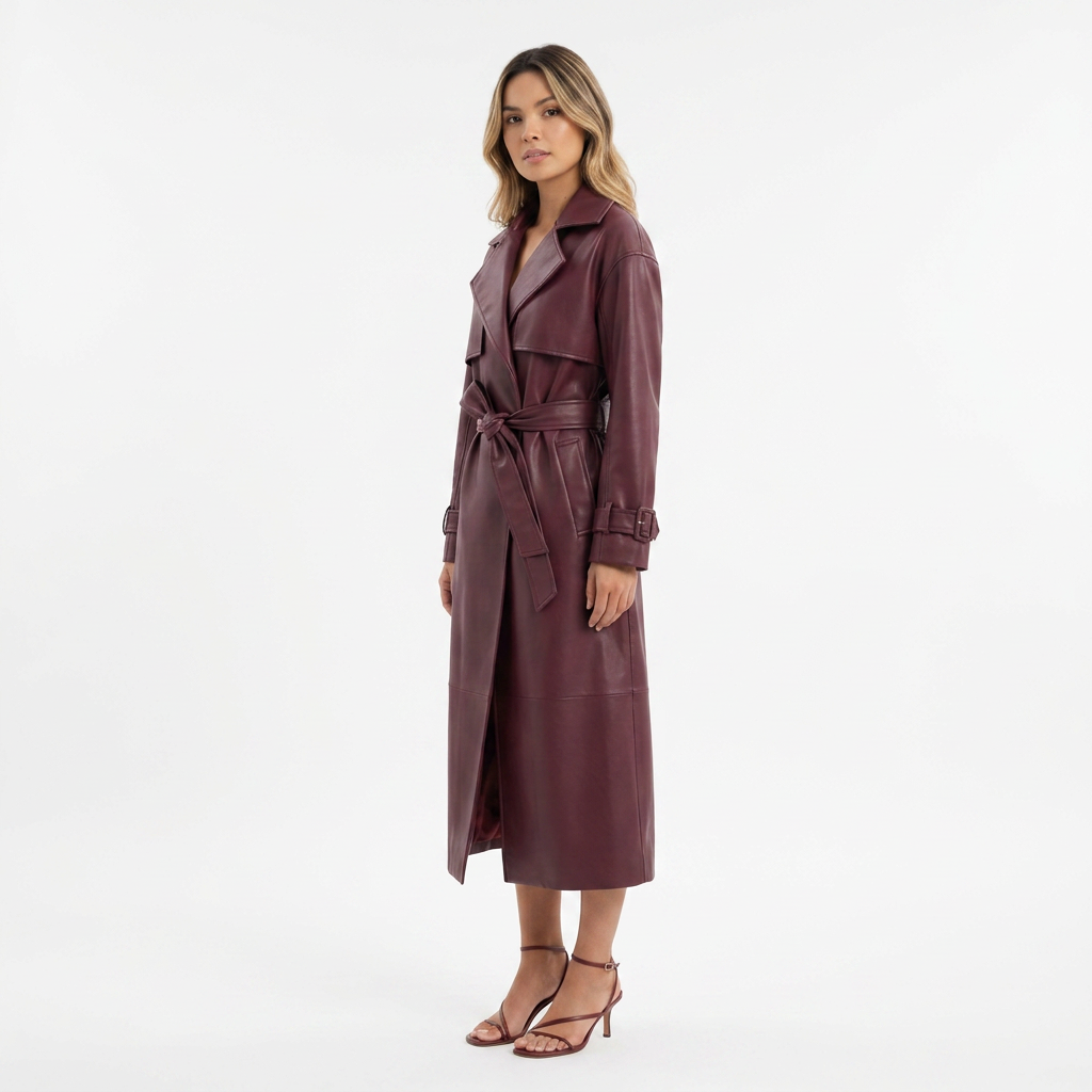 Chaqueta de piel elegante con cinturón