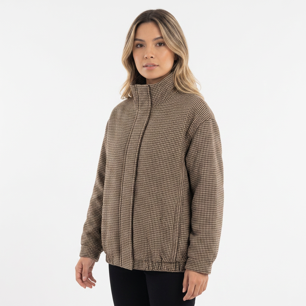 Chaqueta piloto de cuadros para mujer