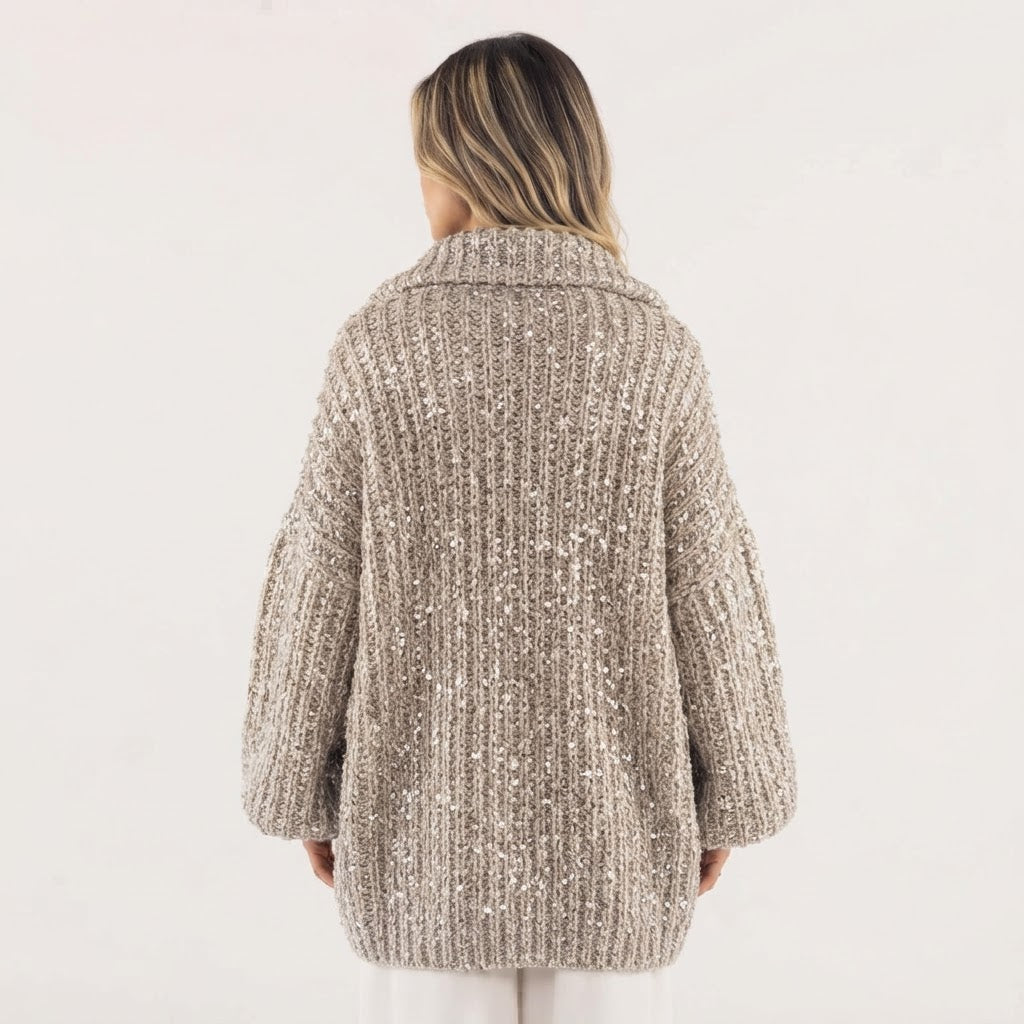 Chaqueta de punto con lentejuelas