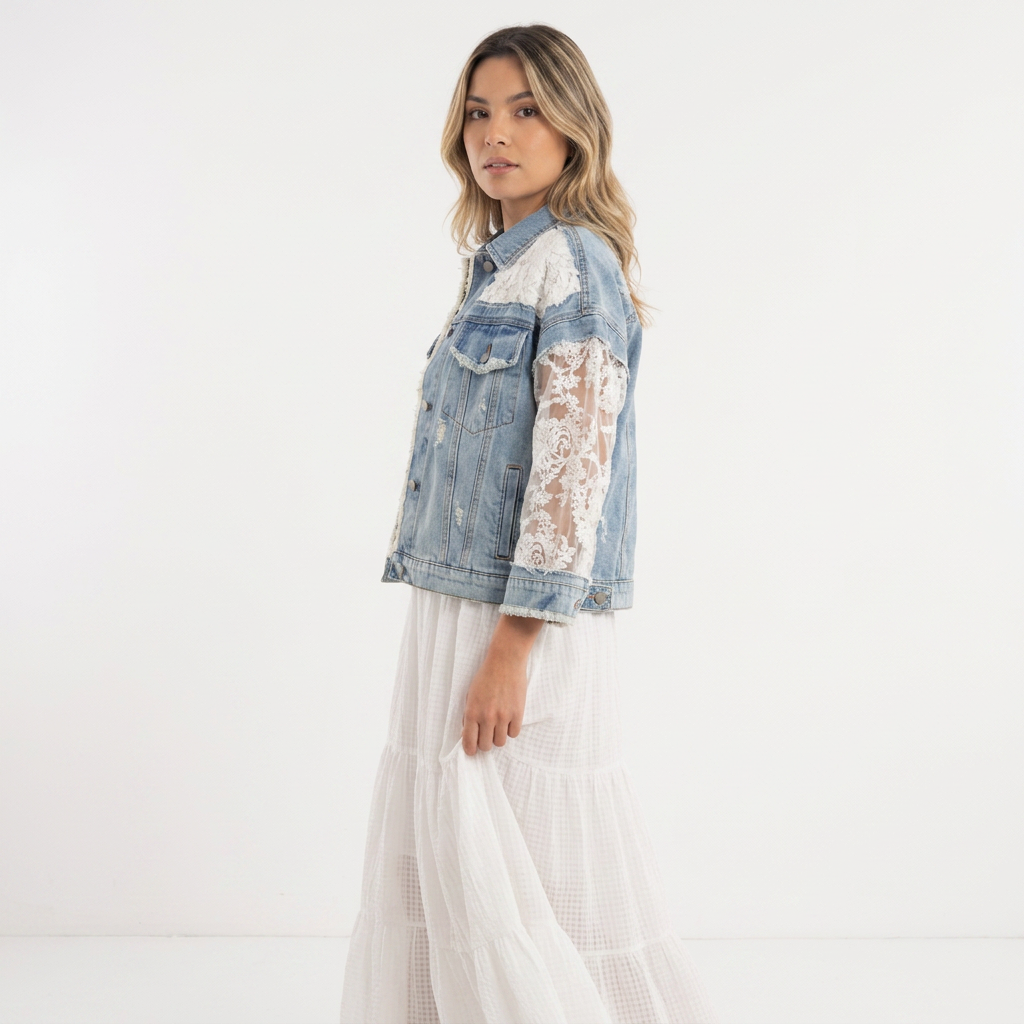 Chaqueta vaquera con parches para mujer