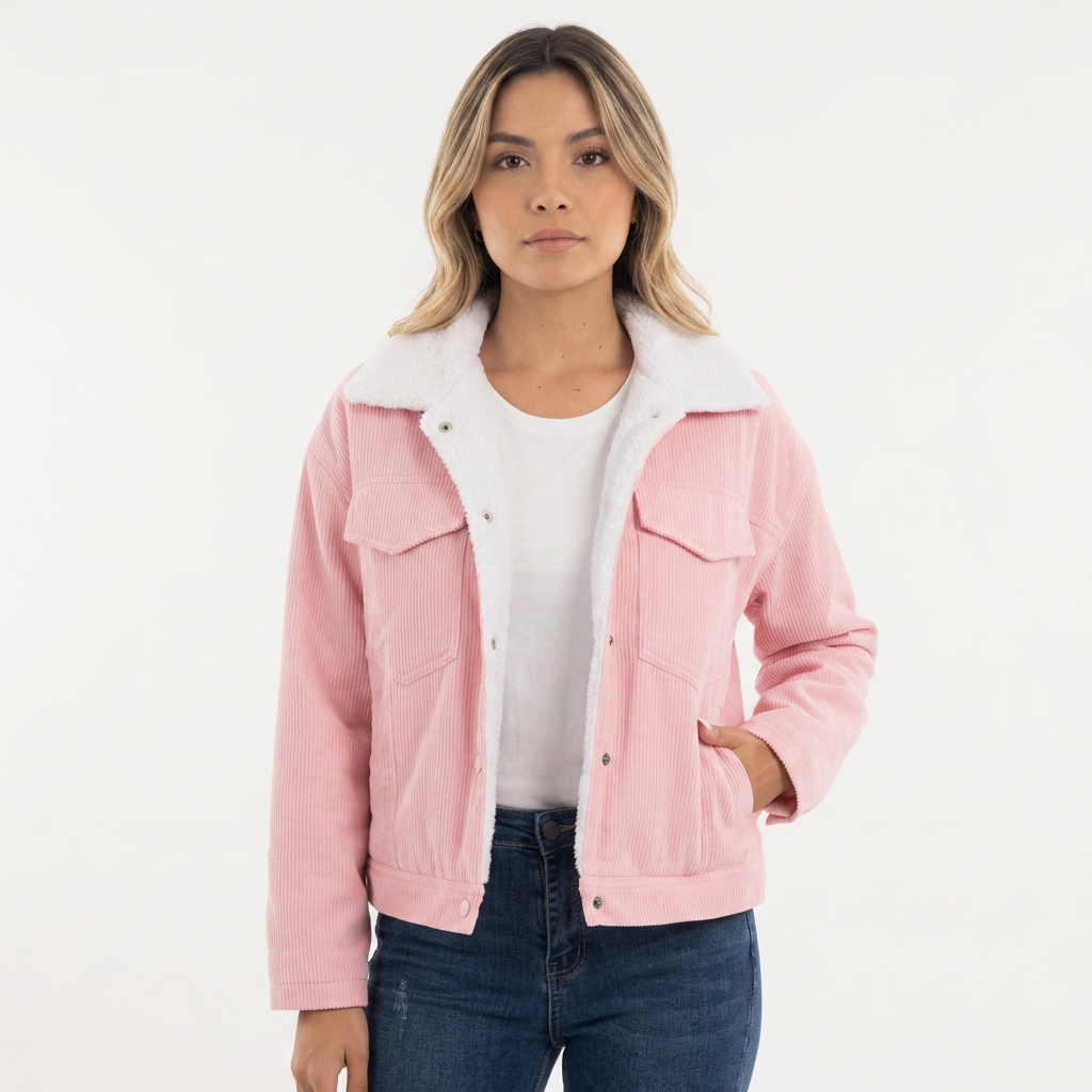 Chaqueta de pana con cuello vuelto