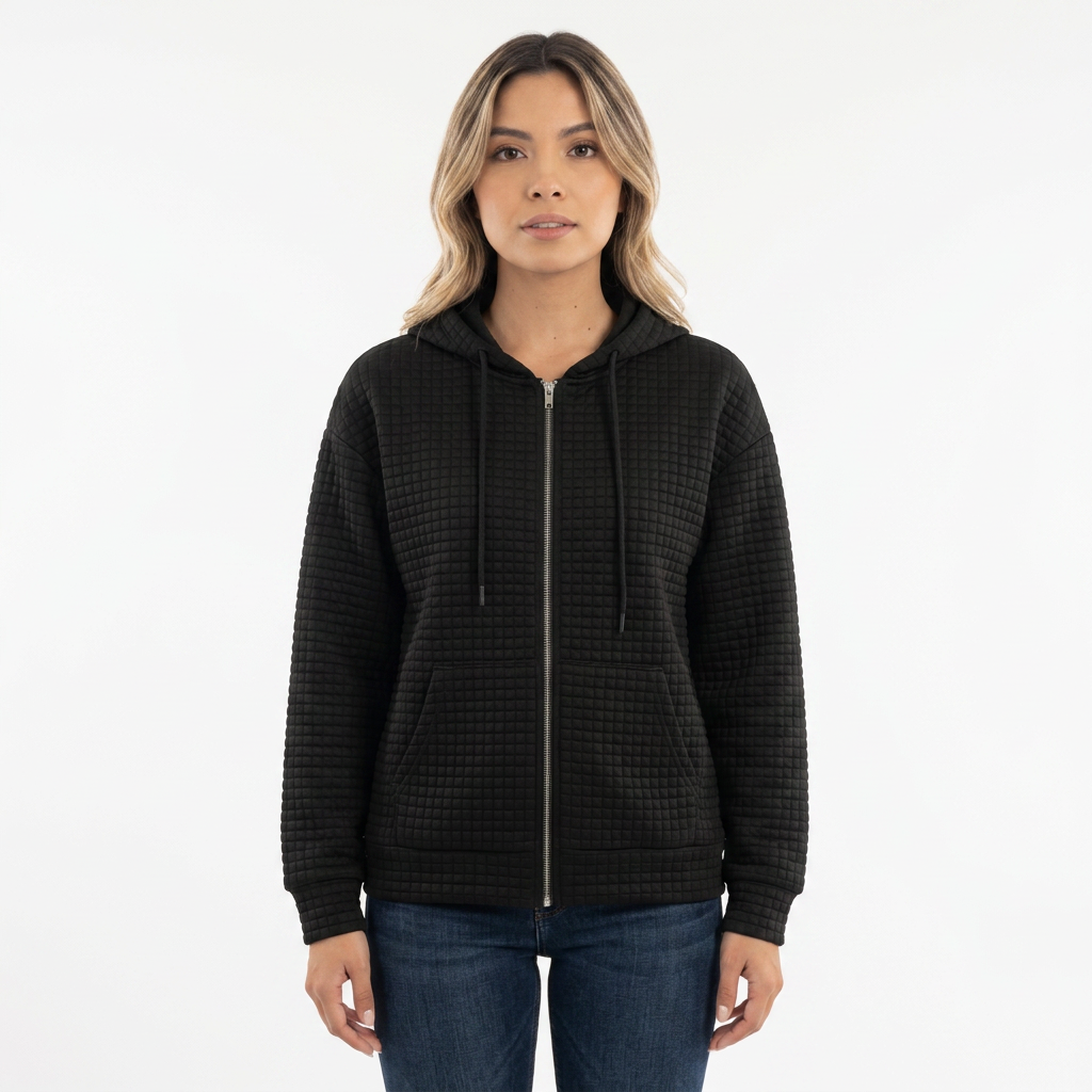 Chaqueta con capucha de tejido estructurado
