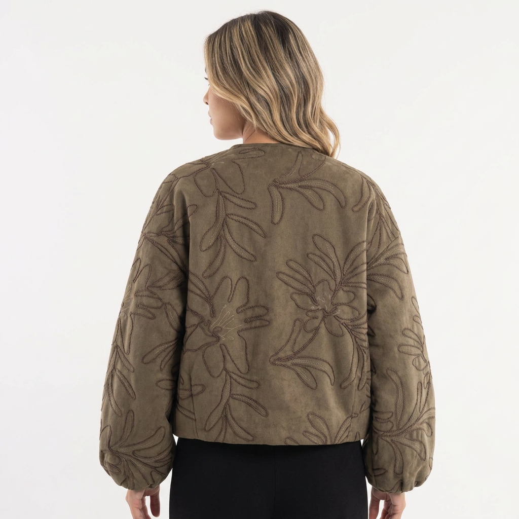 Chaqueta piloto de ante bordada