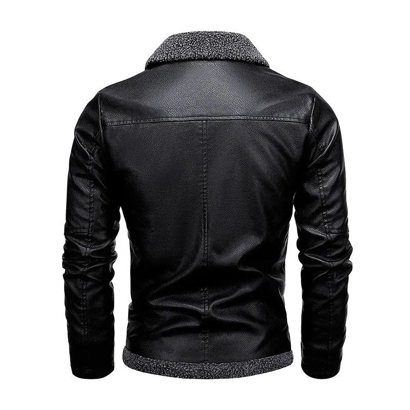 Chaqueta de cuero elegante de felpa